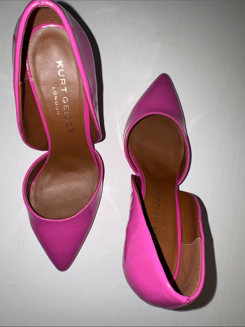 Kurt Geiger Hot Pink Patent Pointed D'Orsay Pumps - Picture 11 of 13